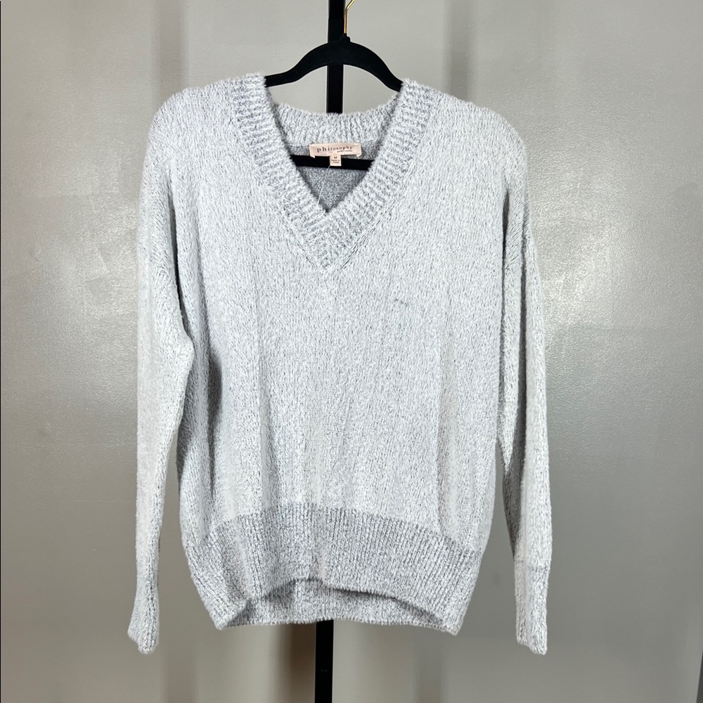 Philosophy Light Gray V-Neck Sweater